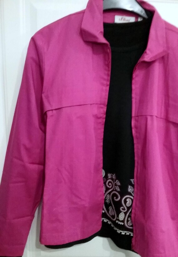 Sale 30% blouse, shirt, long sleeve, pink, short size, cotton, elastic, size information, Young Fashion+ Adults, S. Oliver, Vintage