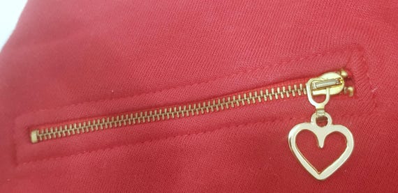 Sale 50% Sweat jacket, cardigan, puff sleeves, red + dark blue, golden heart buttons, narrow or wide, KIDS, girls, Absorba, Vintage