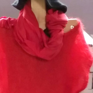 handgefertigt, Pullunder, Langhaar- Mohair von Italana Flair, rot, lang, On Size, Big, Maßangabe, Vintage