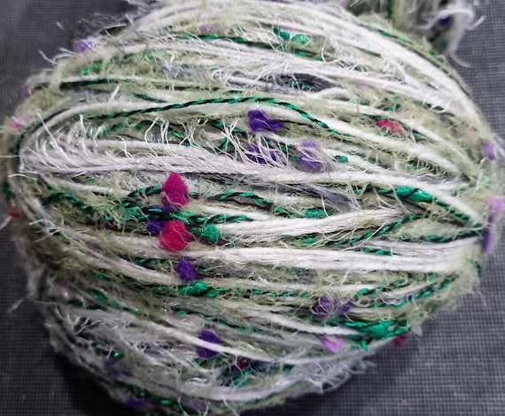 Wool, designer yarn mix, accent yarn/effect yarn/chunky wool for casual tops, accessories, soft fringes, hand-wound, vintage wool