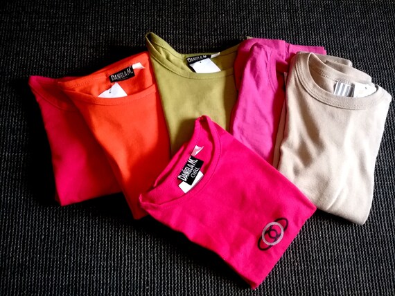 Sale 30% sweater, long-sleeved shirt, short form, pink + green + yellow + orange + beige, cotton, girls, girls, Daniela Monti, other, vintage