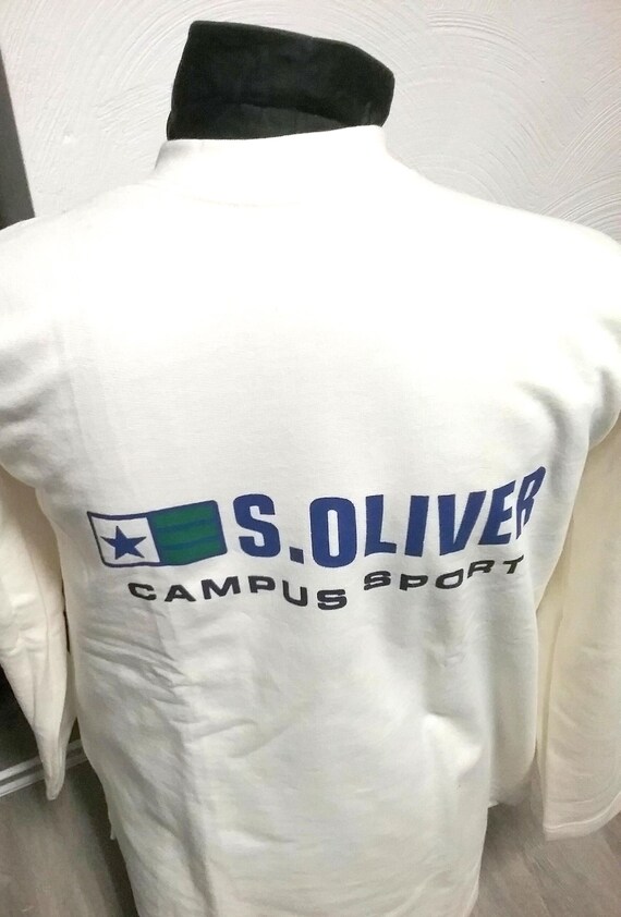 Sale 30% sweater, sweatshirt, transitional, super BIG, extra wide, green+white with blue+black, boys, men, boys, S.Oliver, vintage