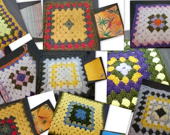 Pot holders handmade- Page 2- Granny Squares with fabric, home accessories, gifts