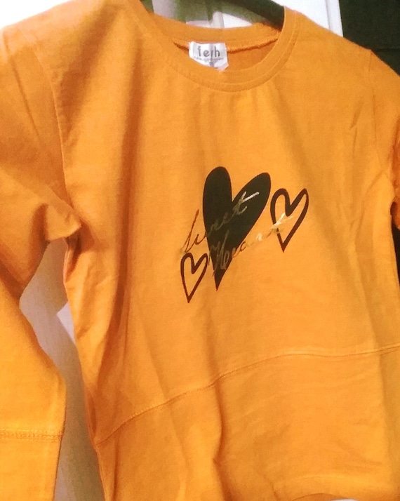 Sale 30% Pullover long-sleeved shirt graphic sweatheart orange-black-gold Girls girls raglan sleeves size Fesh Vintage