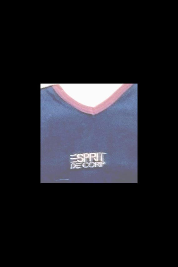 Sale 30% T-shirt, short sleeve, long shirt, slim, V-neck, graphic LOGO, front side, blue-brown-beige, girls, women, Esprit, vintage