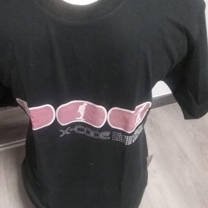 Sale 30% T-shirt, short sleeve, graphic logo X-code, black-red-white, Mega-X, vintage