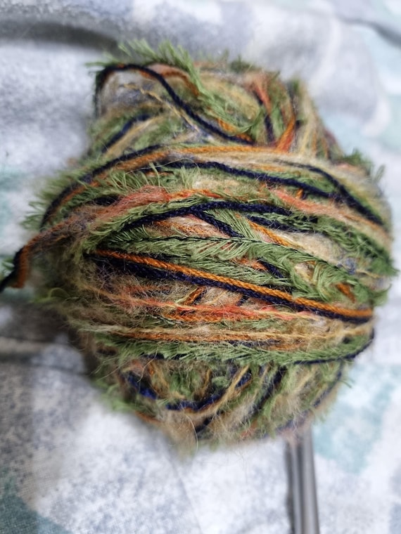 Wool, designer yarn mix, add accents / chunky wool for creative crafts, patchwork, granny square, and much more, hand-wound, vintage wool