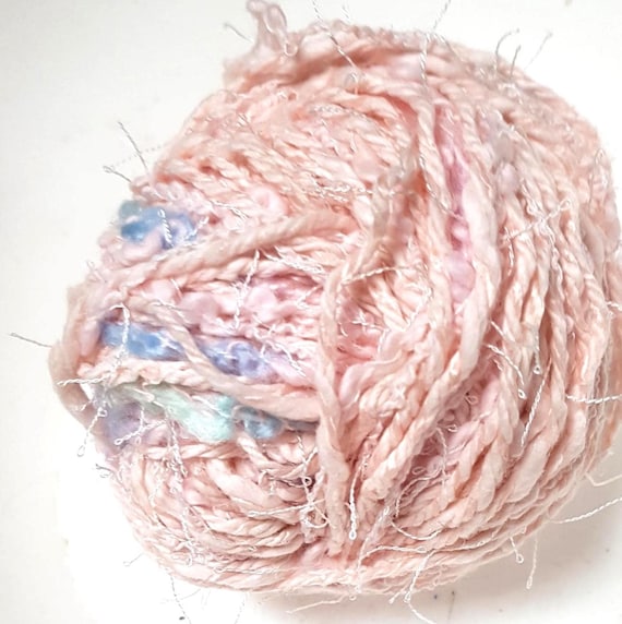 Wool, designer yarn mix, novelty yarn, Anny Leaf/Flirt/pink/California pastel, like pattern, hand-wound, various fiber types, vintage wool