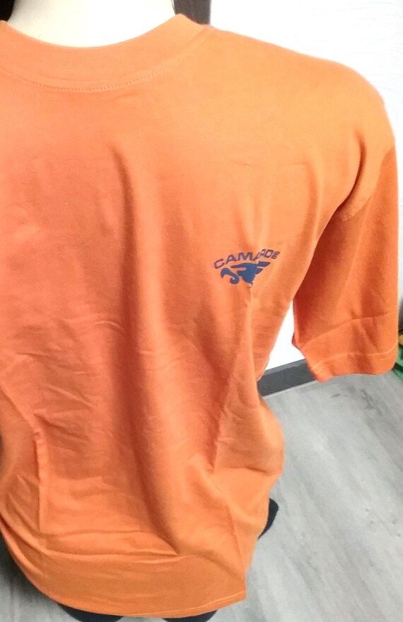 Sale 30% T-Shirt, short sleeve, graphic orange-blue LOGO round neck, Camaro, Vintage