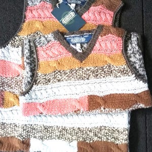 Saldi 30% di sconto: gilet pullover, effetto lavorato a mano, toppa, scollo a V, marrone-rosa-grigio chiaro, taglia piccola per donne, ragazze, moda giovane, GARCIA, vintage