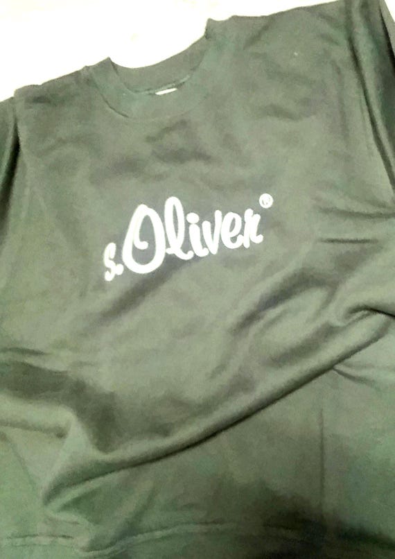 Sale 30% Sweater, sweatshirt, transitional, graphic LOGO, frontside, green, wide upper arm, boys, men, S.Oliver, vintage