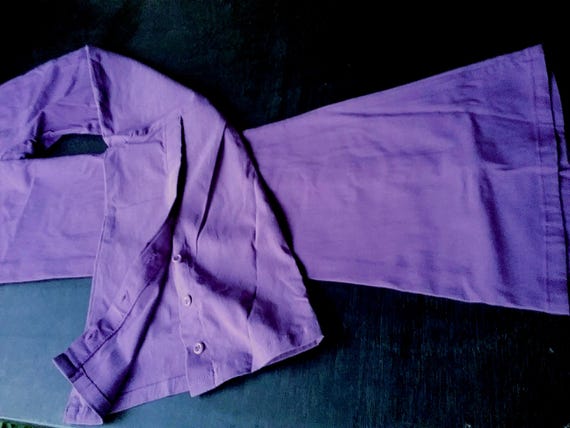 SALE 30% Flared trousers, buttoned flare, violet + purple, pockets, zipper, viscose/elastane, Young Fashion, Girls, Women, S. Oliver, Vintage