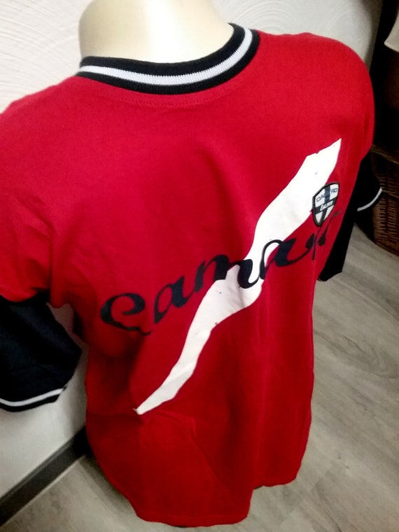 Sale 30% T-Shirt, short sleeve, graphic LOGO, red-navy-white, round neck, stripes, Camaro, Vintage