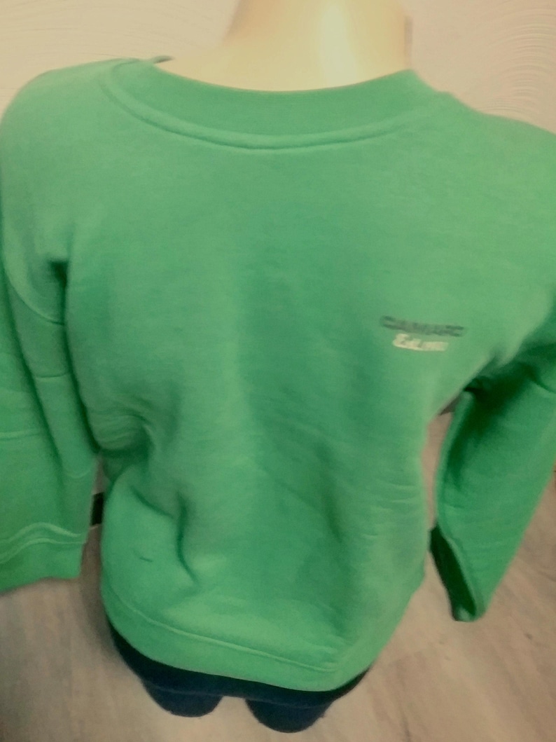 Sale 30% Sweater, sweatshirt, graphic- small LOGO frontside, plain green, cotton, polyester, adult, gender, Camaro, vintage image 1