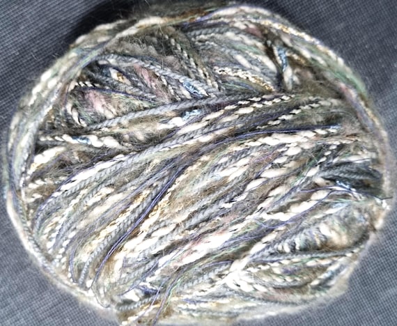 Wool, designer yarn mix, accents/thick wool for jackets/vests, light colors, texture, crystal, hand-wound, vintage wool
