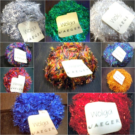 Wool, fancy yarn, "Wolga", Jaeger, fringes, extra-soft cuddly wool, fluffy yarn, lurex, vintage, retro, page 1