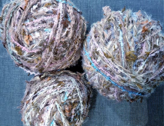 Wool, designer yarn mix, accent yarn/chunky wool for creative crafts, casual sweaters, stripes, and much more, hand-wound, vintage wool