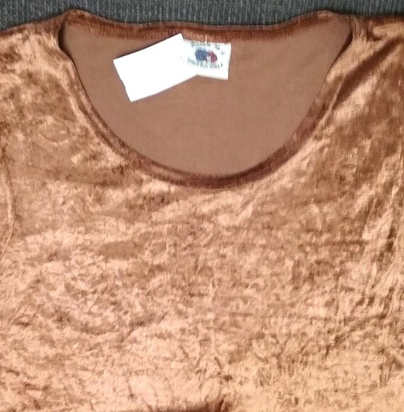 Sale 30% Crop top, over-top, vest, short-sleeved shirt, velvet, velour, brown, girls, women, maidens, Daniela Monti, vintage