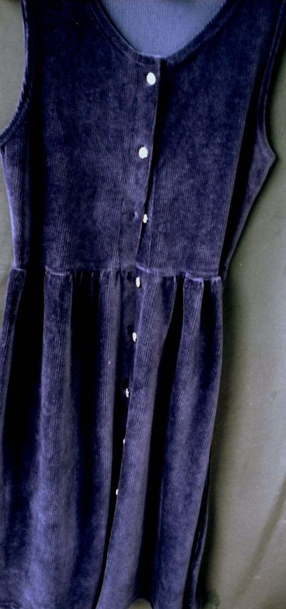 Sale 30% overdress, sleeveless, strap skirt, chasuble, velour/velvet/corduroy look, ribbed dark blue + burgundy, girls, women, Daniela Monti, vintage
