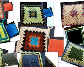 Pot holders handmade- Page 1- Granny Squares with fabric, home accessories, gifts