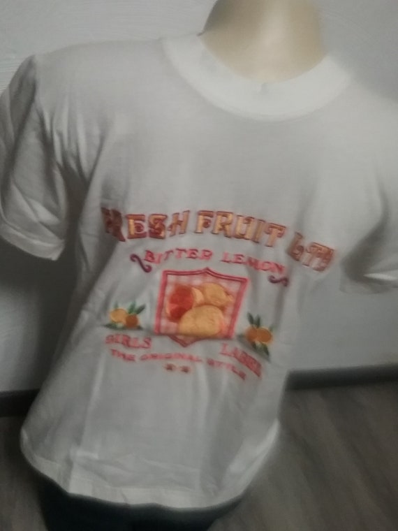 Sale 30% T-Shirt, short sleeve, graphic - Fresh Fruit Lemon, natural- orange- yellow- green, long shirt, BIG, Girls, Women, del Gado, Vintage