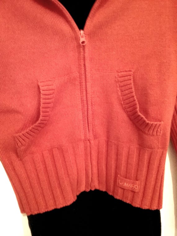 Sale 30% Jacket, Cardigan, orange, cotton, polyacrylic, kangaroo pockets, 164/ S/ 14, please note size chart, Camaro, Vintage