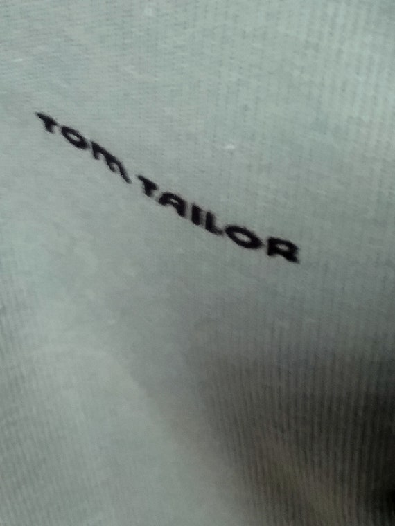 Sale 30% Sweater, sweatshirt, V-neck, LOGO, shoulder stripes, light blue-ecru-dark blue, ribbed look, boys, men, Tom Tailor, vintage