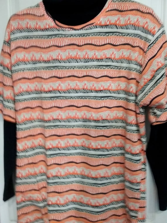 Sale 30% T-Shirt, Kurzarm, Ethno Style, Grafik, orange- marine- natur, Longshirt, BIGFormat, Bluhmod, Vintage