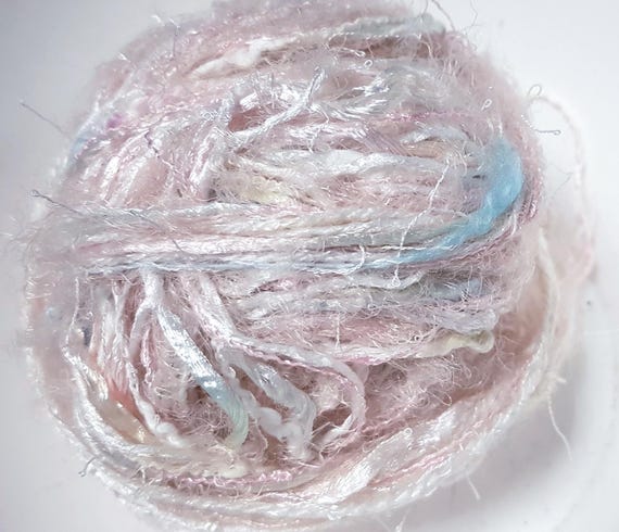 Wool, designer yarn mix, beige-white-pink-turquoise, extra-soft mohair, small bobbles, hand-wound, various fiber types, vintage wool