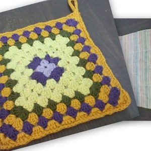 Agarraderas hechas a mano Página 2 Granny Squares con tela, accesorios para el hogar, regalos imagen 7