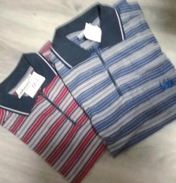 Sale 30% T-shirt, polo shirt, short sleeve, polo shirt, striped, gender, grey-burgundy-blue, collar, zipper, BIG sizes, S.Oliver Vintage