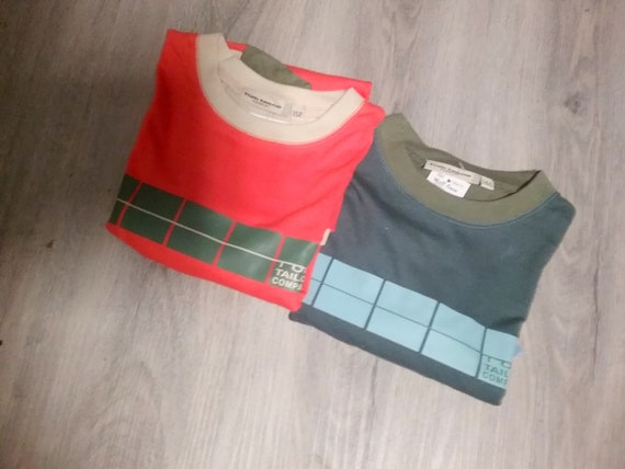 Sale 30% Sweater, long-sleeved shirt, graphic on both sides, orange-beige-bronze + gray-bronze-turquoise, Boys, Men, Boys, Tom Tailor, Vintage