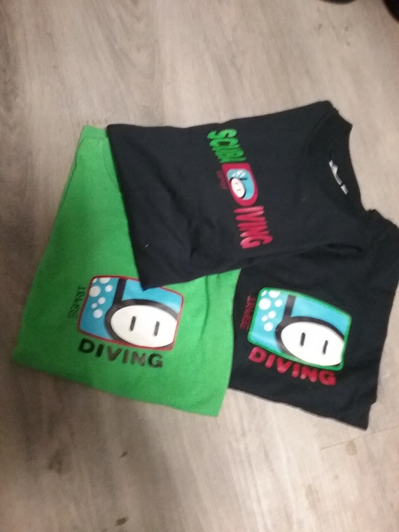 Sale 30% T-shirt, short sleeve, graphic logo front print diving + CUBA, navy-green-red-turquoise, round neck, children, gender, Esprit, vintage