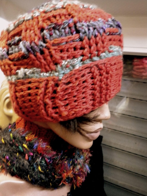 Handmade, crocheted hat, designer one-of-a-kind for adults, one size BIG, vintage style