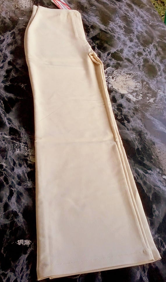 Sale 30% Pants, flared trousers, elastic, beige, wide leg, size information, girls, women, Blue Seven, Vintage