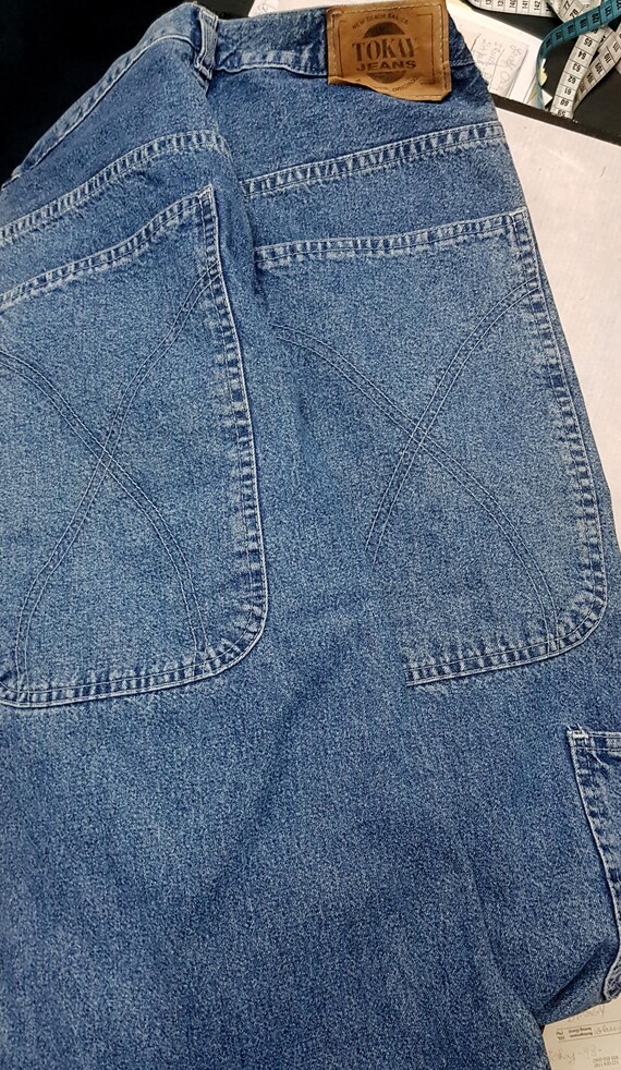 Sale 30% Baggy pants, jeans, BIG, extra wide, blue denim, pockets, zipper/button, other details, Young Fashion, Gender, Tokay, Vintage