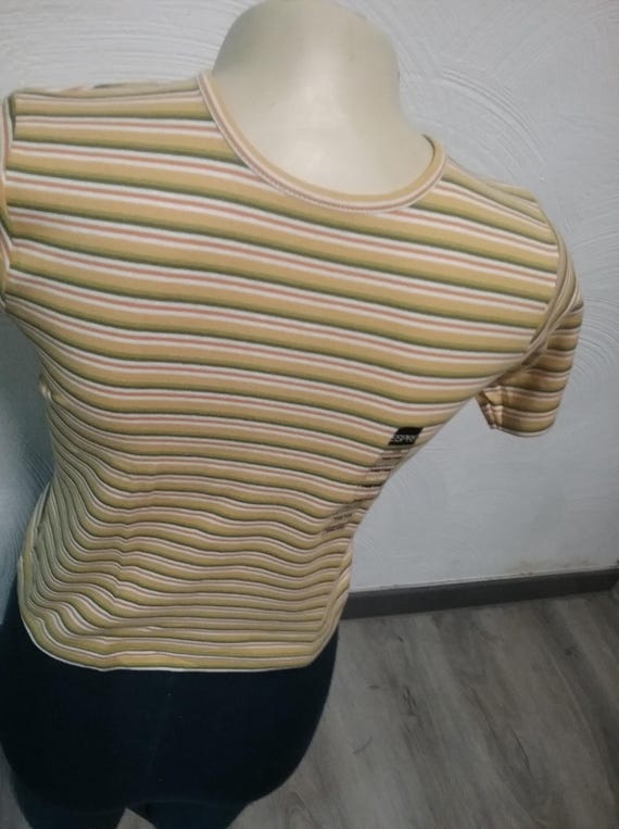 Sale 30% T-Shirt, Kurzarm, gestreift, rot/gelb/schwarz+ beige/gelb/schwarz/grün, dicke Baumwolle, Gender, BIG Maße, Esprit, Vintage