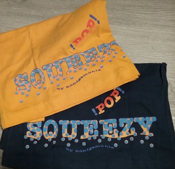 T-Shirt, Kurzarm, Rundhals, Grafik-POP, beidseitig, gelb+ blau+gelb mit orange, KIDS, unisex, Whoopi, Vintage