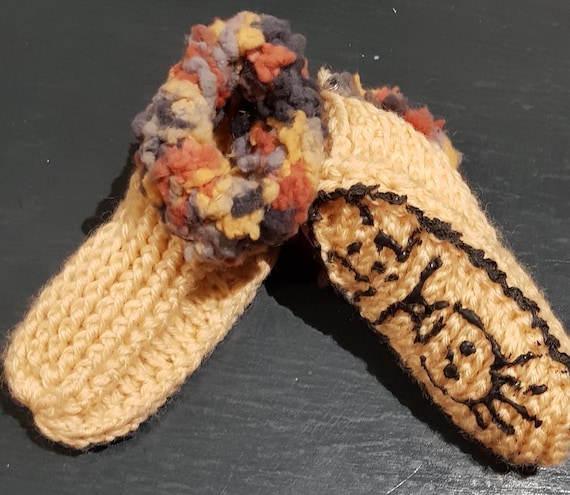 Slippers, booties, crochet shoes, various sizes, foot length, material mix - unique, handmade
