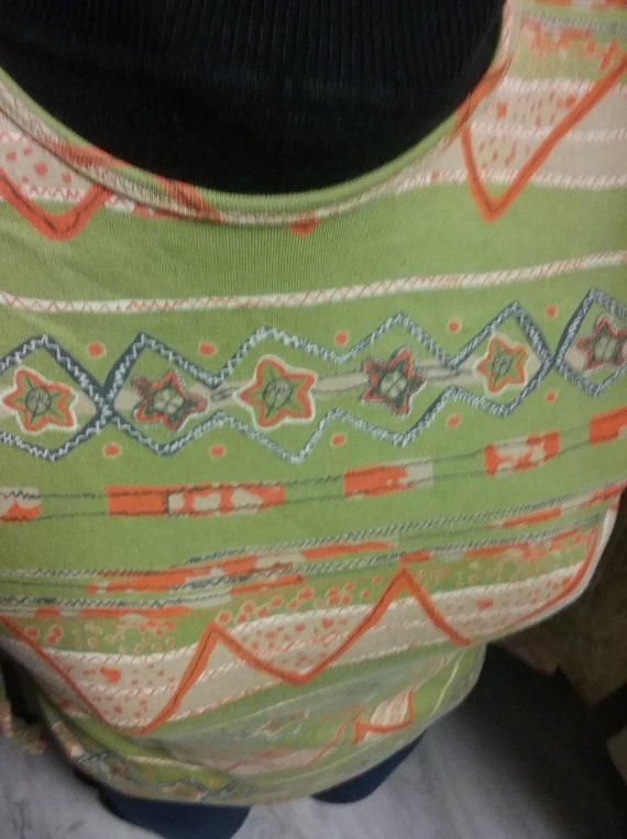 Sale 30% sweater, long-sleeved shirt, short shirt, graphic allover green-beige-orange, ethnic look, girls, women, girls, S. Oliver, vintage