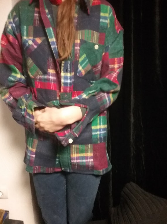 Sale 30% off shirts, blouses, overshirts, flannel, extra thick, western style, plaid, plus sizes, measurements, cotton, Club Train, vintage