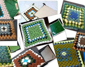 Topflappen handgefertigt- Seite 1- Granny Squares mit Stoff, Wohnaccessoires, Geschenke