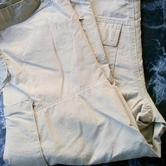 Sale 30% Pants, capri pants, knee-length, lettering, pockets, other details, beige/grey, dimensions, young fashion, gender, no limits, vintage