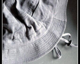 Tie-up hat gray summer hat with brim sun protection fisherman hat cap hat 1990s vintage