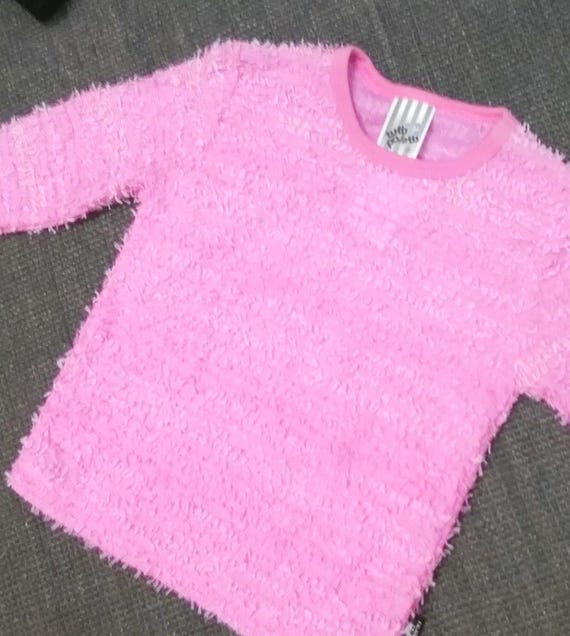 Sale 30% off Sweater, Long-sleeved shirt, Fringe yarn, Papiretto, cuddly soft, pink, Kids, Girls, Tutti Paletti, Vintage