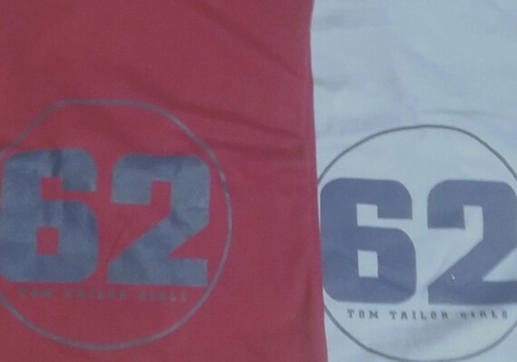 Sale 30% T-Shirt, short sleeve, graphic, number 62, LOGO, light blue + red with dark blue, Gender, Tom Tailor, Vintage