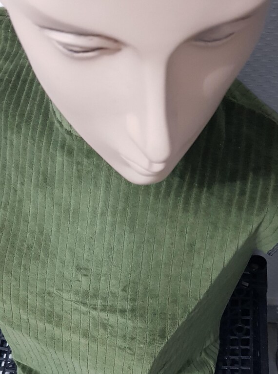 Sale 30% T-Shirt, ärmellos, Nicki Samt Velours Stehbündchen -blau + schwarz +natur + oliv + braun, Frauen Mädchen, Mot de Passe, Vintage