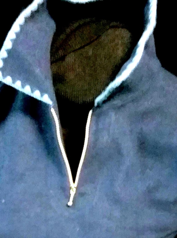 Sale 30% Pulli, Sweatshirt, Polo Flanell, LOGO-Stickerei, dunkelblau-hellblaue Häkel-Details, BIGFormat, Girls, Frauen, Absorba, Vintage