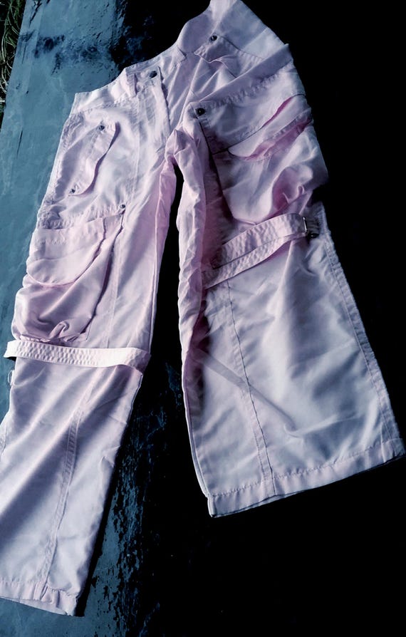 Sale 30% Pants, casual summer pants, wide leg, pink, cargo pockets, other details, measurements, young fashion, girls, women, vintage