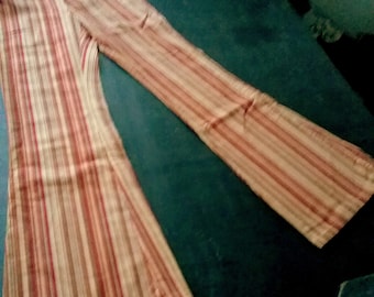 Sale 30% off flared trousers, fine corduroy, striped, autumn colors + red-multicolored, Whoopi+ Level One, please note measurements, girls, women, 1990s, vintage